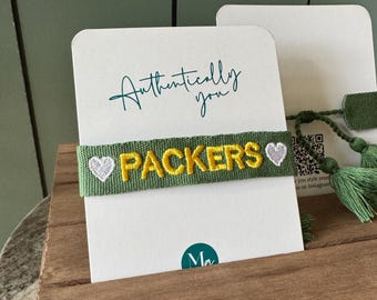 Pulsera bordada de los Green Bay Packers: Pulsera con borla de lona tejida, regalo de fútbol americano de la NFL