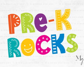 Pre-K Rocks SVG | Back to School | 100 Days of School | Teachers Shirt | Preschool Kindergarten Shirt | Digital Download | Teacher Gift