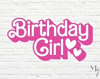 Pink Birthday Girl SVG & PNG Cut File - Ideal for Birthday Squad T-Shirts, Girls Party Digital Download
