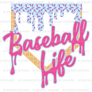 Baseball-Leben-Shirt SVG | Baseball Drip | Eistüte | Baseball Spieler T-Shirt | Neon Design | Baseball Lebensstil | Digitaler Download