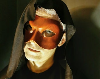 Men's Erotic Red Demon Leather Fetish Venetian Masquerade Mask