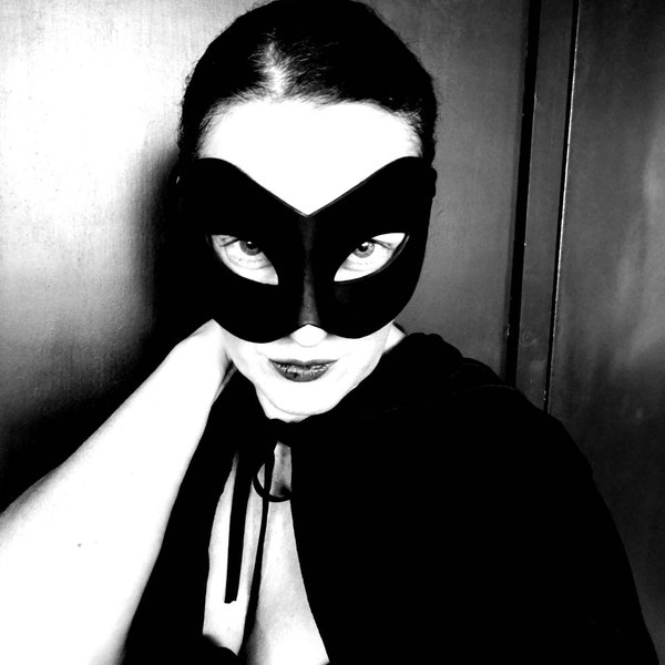 Luxury Black Sexy Erotic Larger Curved Leather Eye Mask, Fetish, Fantasy Party, Masked Ball, Masquerade Handmade Leather Mask UK