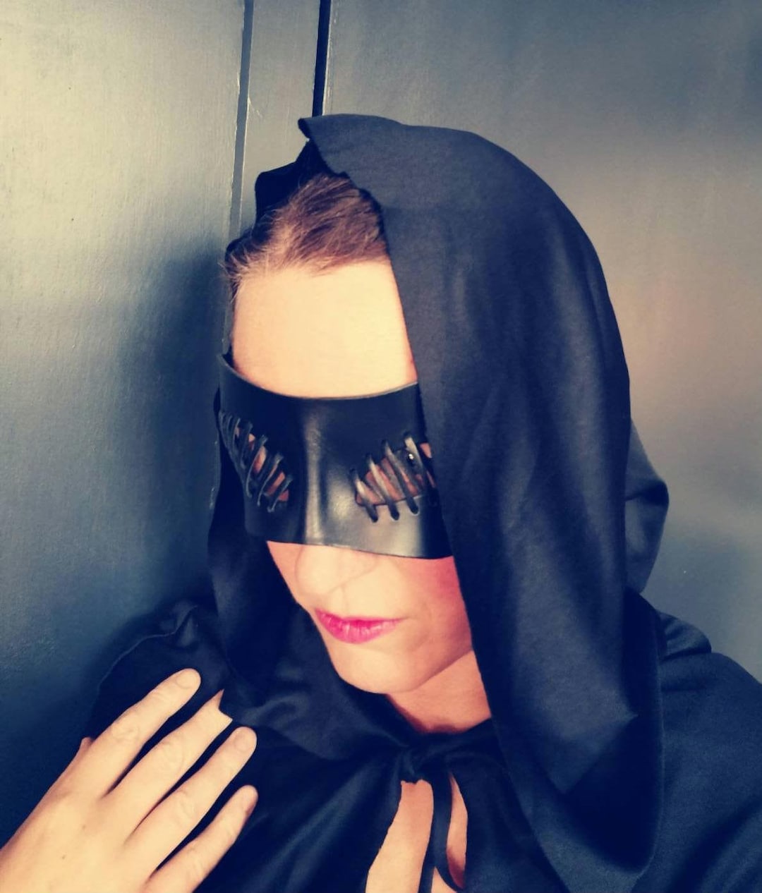 Geiths Mask Petite Laced Blindfold Mask, Leather Black Fetish MASK Sexy Erotic ...