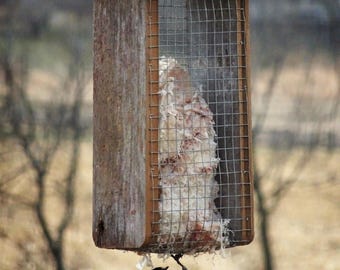 Barn wood seed cake, Beef Suet Feeder great for outdoors free shipping, hand made & maintenance Easter basket, Mothers Day, Fathers Day