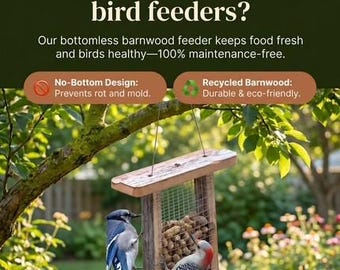 Barnwood Suet feeder, Peanut, cakes, gift, birthdays, Christmas, Easter, New Year's, weddings, Mother's, Father's Day woodpeckers, blue jays