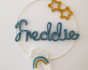 Knitted wire name child's bedroom decor