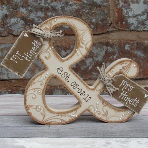 Signo de Mr & Mrs, carta independiente, recuerdo de boda personalizado, regalo de novios, decoración de boda, regalo de San Valentín, aniversario