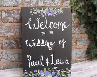 Wedding welcome sign, vintage wedding, chalkboard sign, wedding photo prop, wedding decor, wedding flowers, Mr & Mrs, handwritten chalkboard
