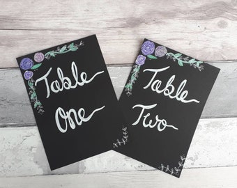 Wedding table numbers, table namecards, chalkboard wedding sign, vintage wedding, floral, wedding favours, wedding table, wedding decoration