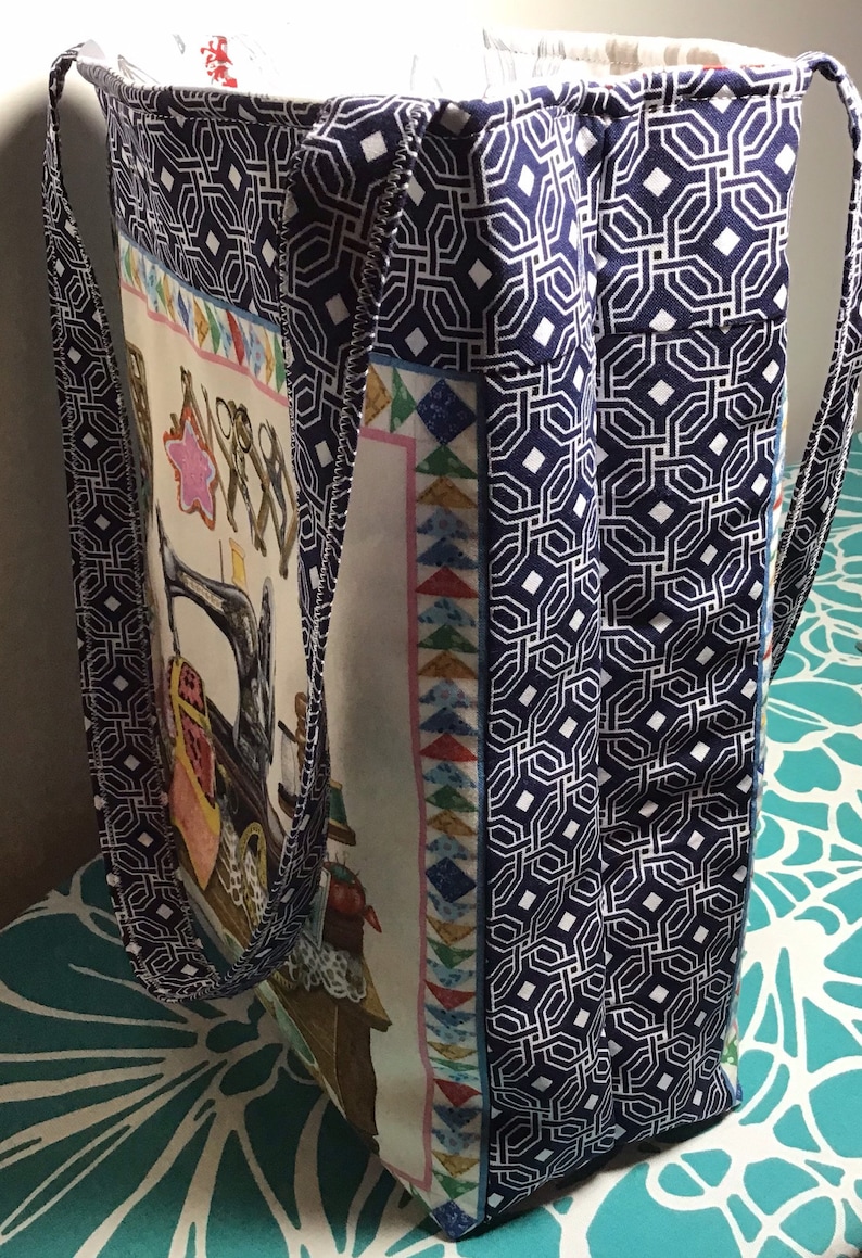 Antique Sewing Machine Tote Shoulder Bag Purse with Coordinating Zipper Pouch and Scissors Holder