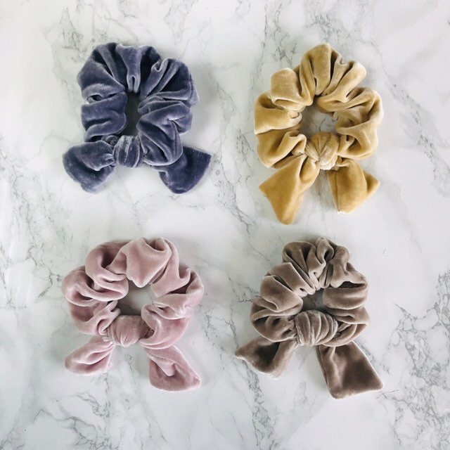 Silk Velvet Hair Scrunchies - Etsy UK