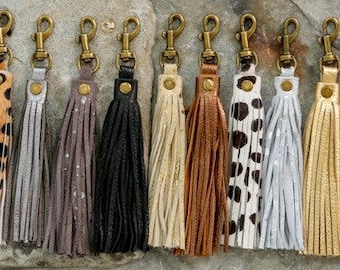 Leather tassel key chain