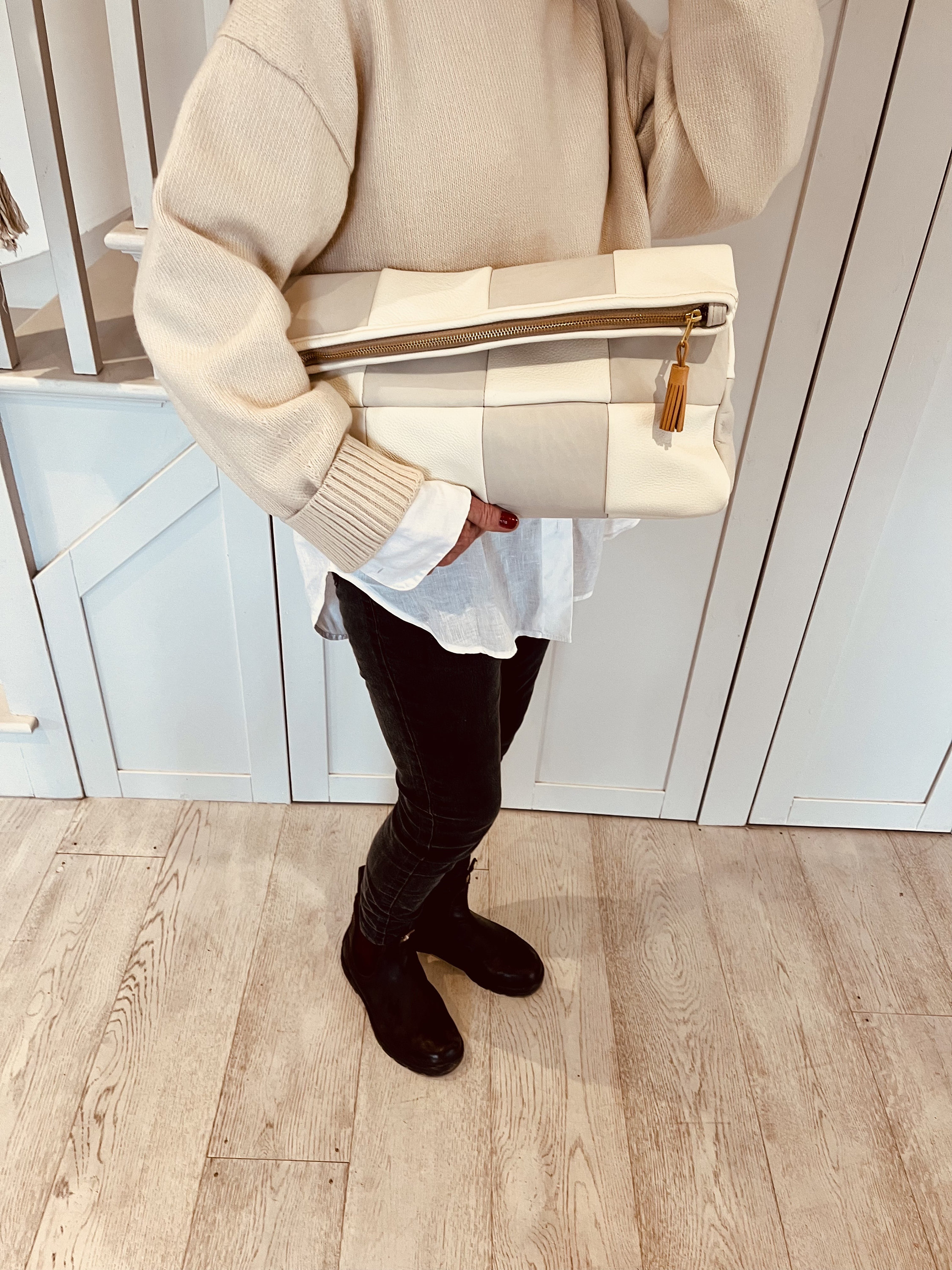 Checkered clutch sale