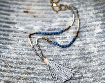 Long tassel necklace. Long beaded  necklace. Long necklace. Boho necklace