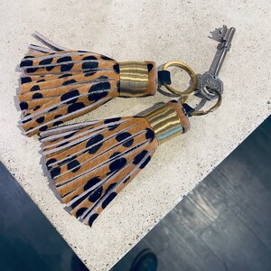 leather tassel. Key ring image 2