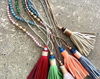 Long tassel necklace. Long beaded  necklace. Long necklace. Boho necklace