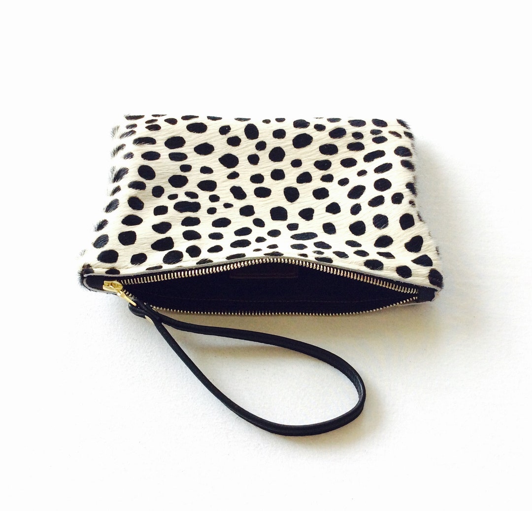 Dotty Real Leather Clutch. Hair on Hide Clutch. Real Leather Etsy