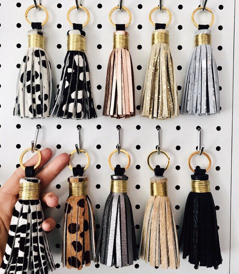 Long Tassel Leather Purse Keychain – Handbag Accessory – Graduation Gift Style