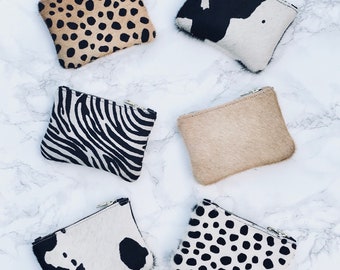 Free matching hair band with each purse.  Bee-hair on hide. Small purse. Pouch. Coin purse. Card holder
