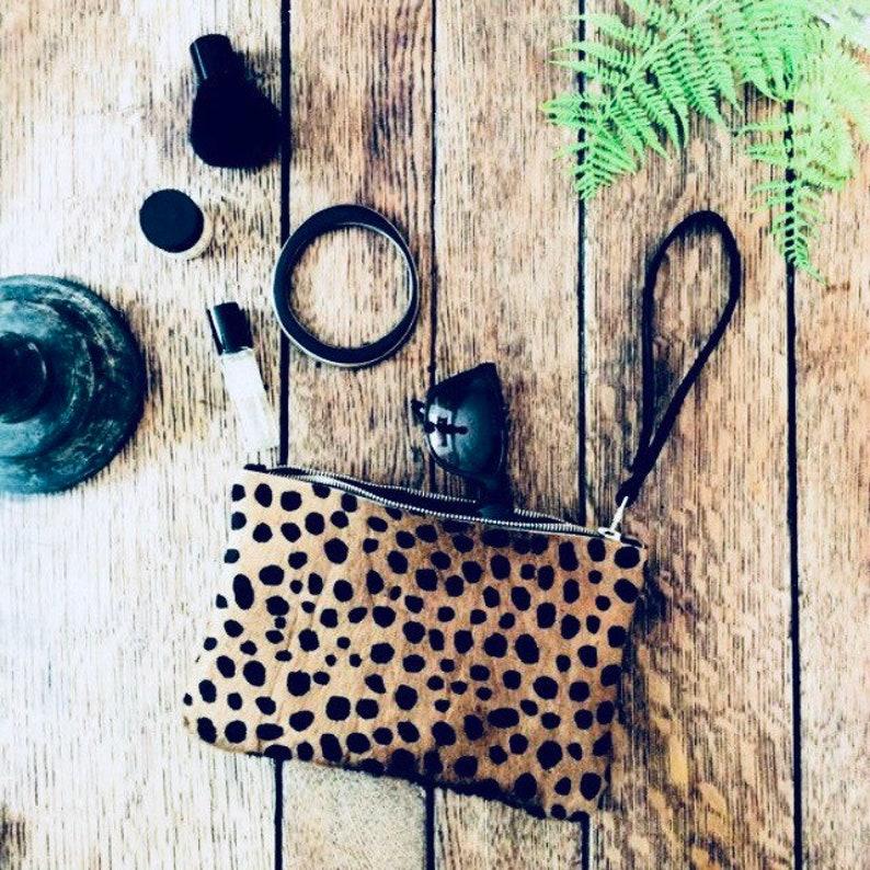 Dottyleather clutch. Hair on hide clutch. Animal print Etsy