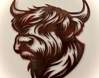 Plasma Cut Highland Cow Wall Art