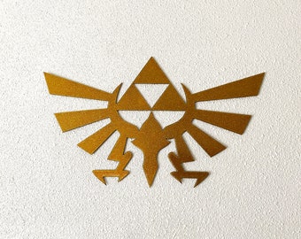 Zelda Skyward Sword Glittering Gold Hylian Crest Metal Art
