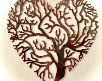 Plasma cut Steel Heart Tree of Life