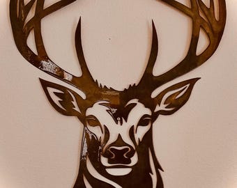 Plasma Cut Steel Stag Head - Wildlife Wall Art