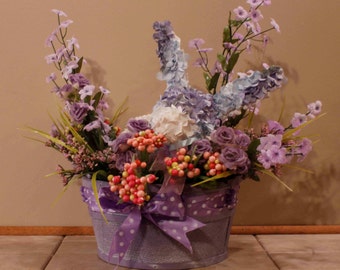 Easter Lilac Bunny Purple Roses Pink Berries  (Item 234)