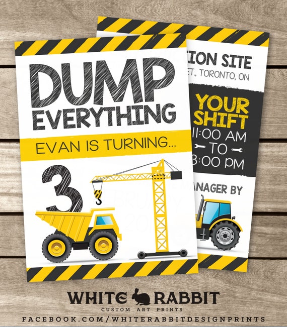 construction birthday invitation construction site birthday etsy party invite site