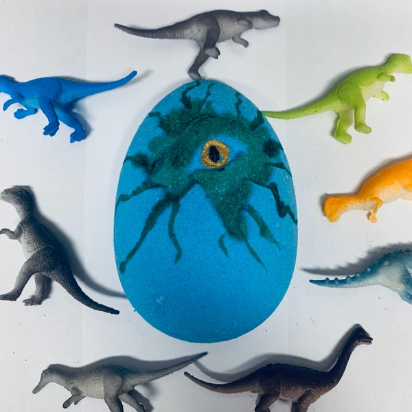 Dinosaur egg bath bomb with toy dino / Shea butter bath bomb