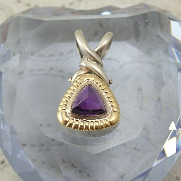 FLLI Menegatti Sterling Silver 18K Domed Amethyst Dangle Pendant Weighs 11.7 gr