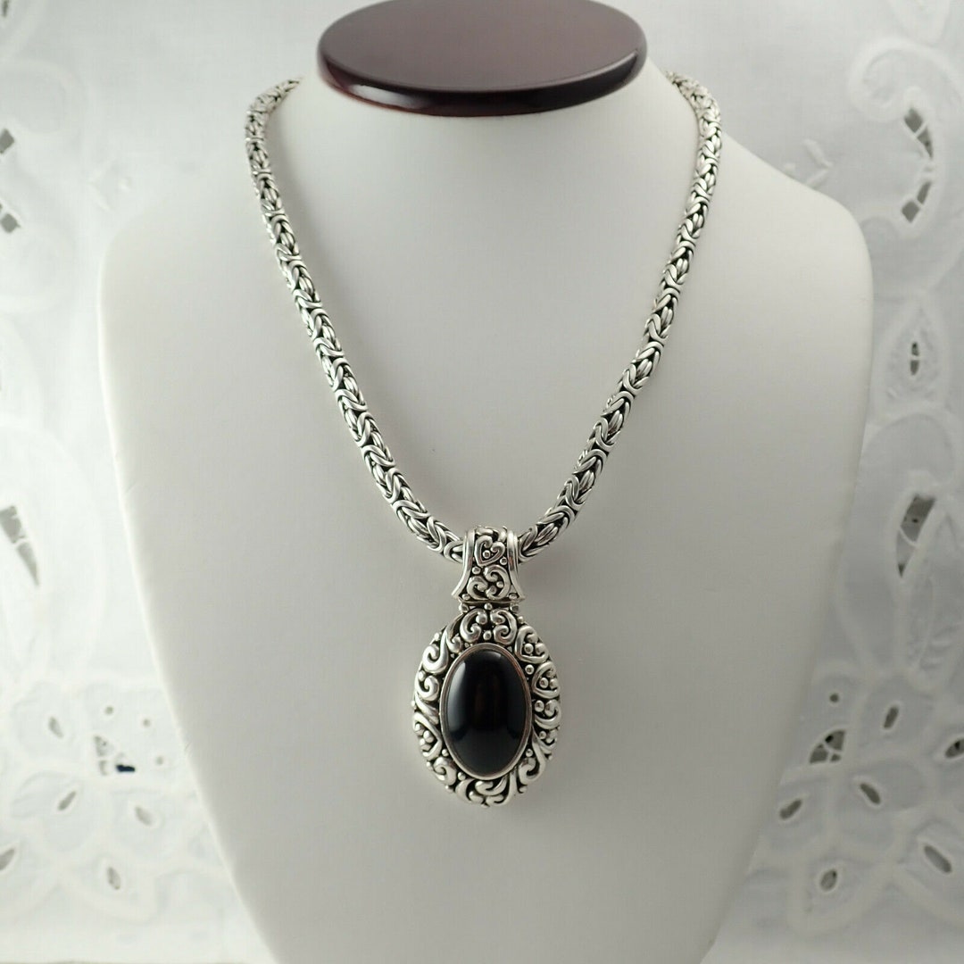 Buy Barse Sterling Silver Onyx Byzantine 5mm 18