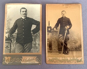 2 Antique Carte-de-Visite ITALIAN SOLDIER CDV Photographs