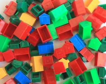 Monopoly Houses you select color, Hotels - 30 Monopoly pieces, Monopoly Tokens, plastic game pieces,  Monopoly pieces, monopoly game pieces