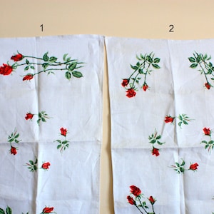 Unused Hand Painted Tea Towel, Roses Tea Towel, Linen Tea Towel, Vintage Tea Towel, Hungary Tea Towel