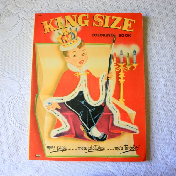 UNUSED Vintage 1950's Samuel Lowe Coloring Book, King Size  Coloring Book, 1950's Coloring Book, Vintage Coloring Book