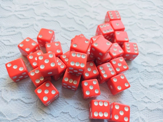 Set Of 10 Dice Red And White Dice Dice Lot Game Pieces Etsy