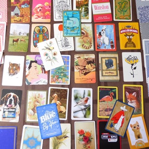 Set of 50 DIFFERENT Swap cards, playing cards, assorted cards,  cards scrap book cards, embellishment playing cards, hearts, diamonds, clubs