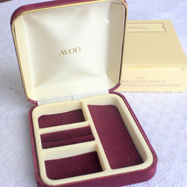 Vintage VELVET Jewelry Case, Velvet Jewelry Box, Travel Jewelry Box, AVON Jewelry Box ,