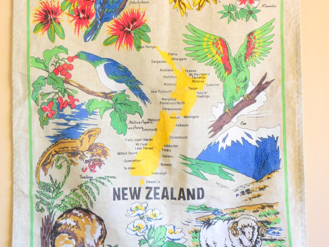 Vintage Souvenir Tea Towel New Zealand Tea Towel New Etsy