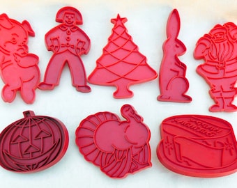 Tupperware Cookie Cutters, Tupperware Cutter, Santa Cutter, Turkey Cutter, Jack&#39; o &#39;Lantern cutter, Birthday Cake cutter, Bunny cutter