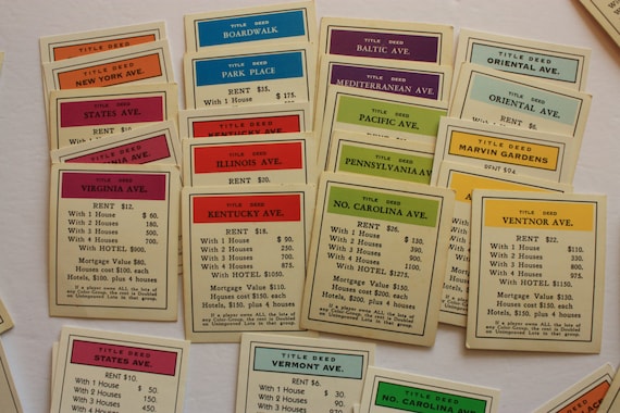 15 Monopoly Real Estate Property Cards for Crafts Monopoly - Etsy
