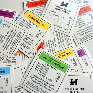 23 FRENCH Monopoly Real Estate Property Cards, Utility Cards, Railroad ...