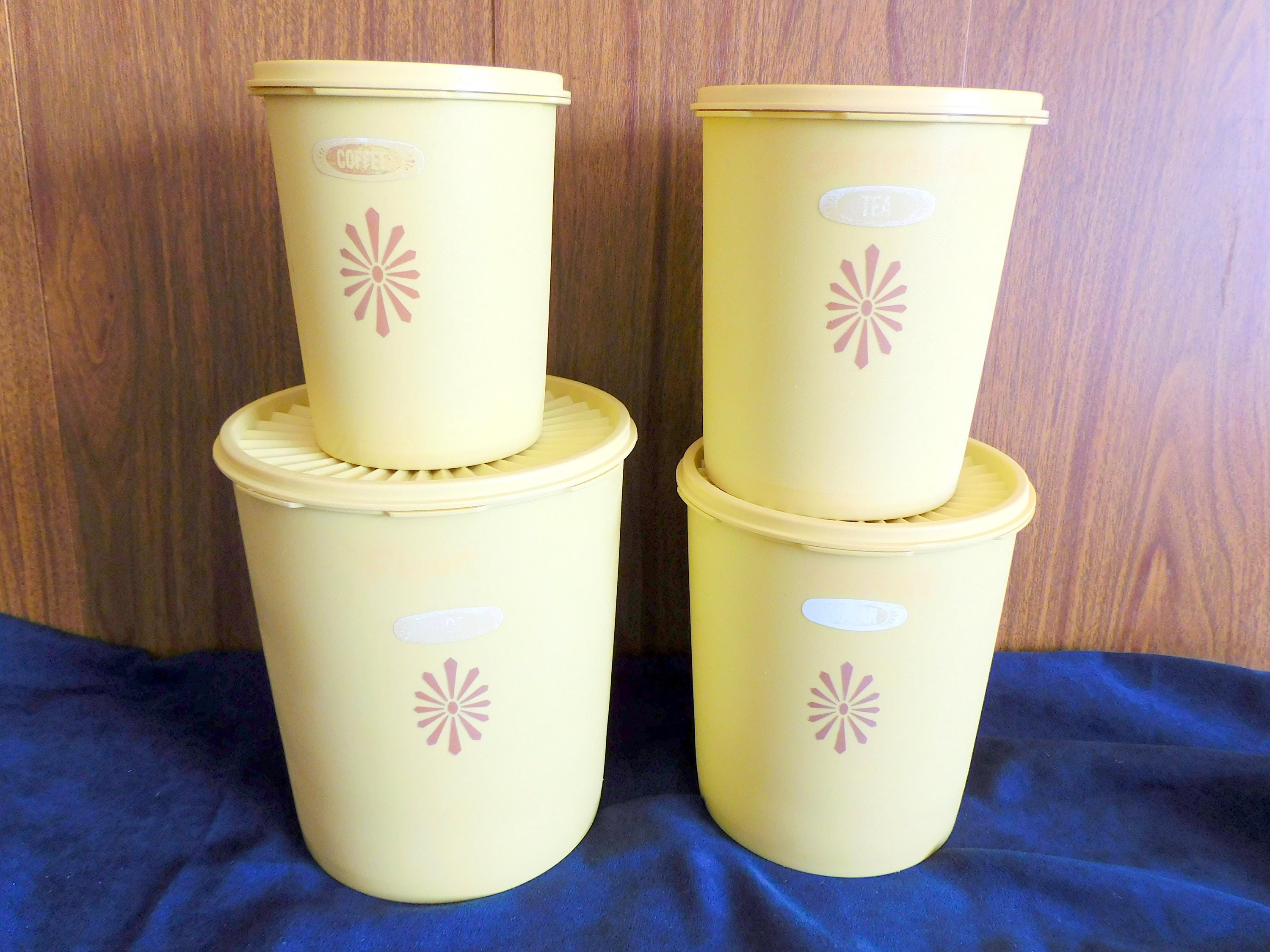 Vintage Tupperware Canister Set, Retro Kitchen, Gold Tupperware