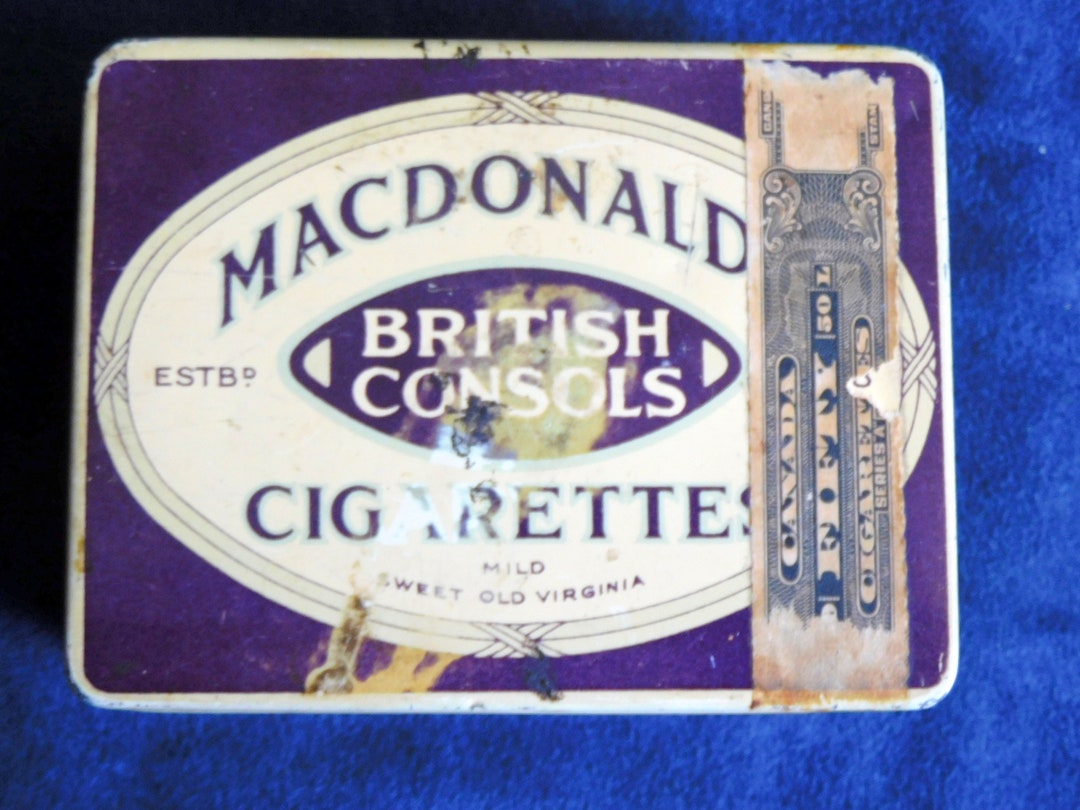 Macdonald Cigarettes Tin, Macdonald British Consols Tin, Canadian Cigarette Tin Etsy