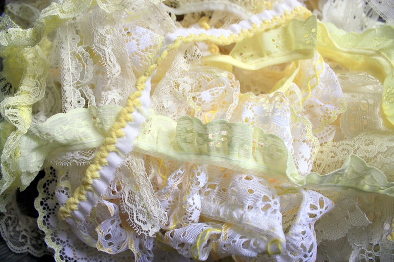 Yellow Ruffle Pattern Lace Yellow Lace Pieces, Yellow Trim Pieces, Yellow Edge Lace, Yellow Lace ...