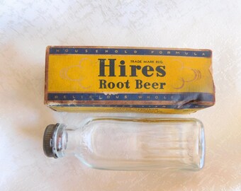 Vintage Hires Root Beer Bottle and Box, Hires Root Beer Extract