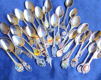 Set of 16 Collector Spoons, Small Spoons, Souvenir Spoon Lot, Collector Spoon Lot
