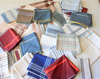 Set of  7 Handkerchief,  Checkered Handkerchief, Striped Handkerchief  Hanky Lot, Men's Hanky  Checkered Hanky, Striped Hanky